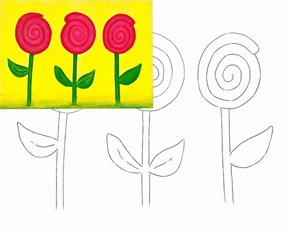 570x453 Lollipop Flowers Diy Drawing Painting Kit Diy Greeting Etsy