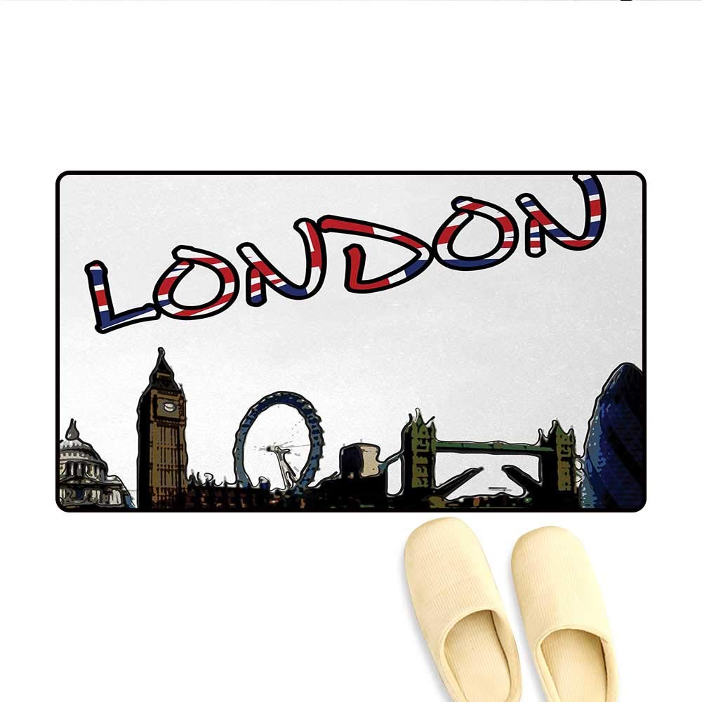 1000x1000 bath mat,cartoon drawing style famous landmarks