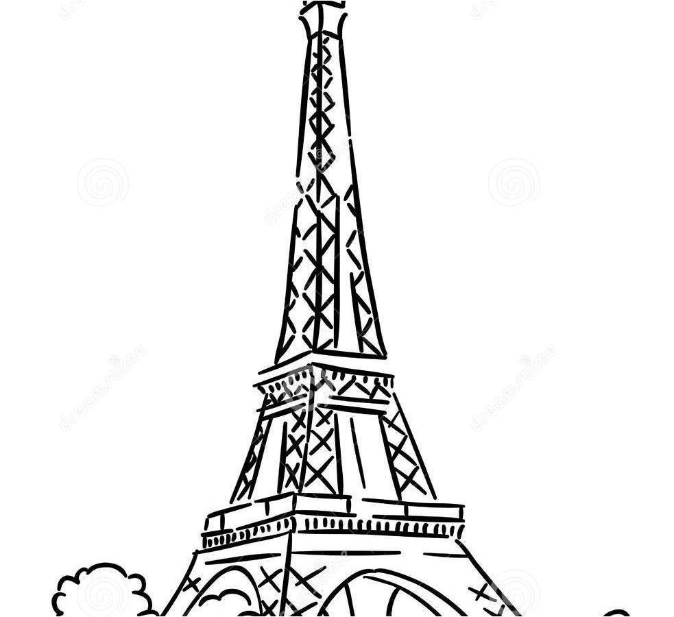 983x900 London Drawing Eiffel Tower For Free Download