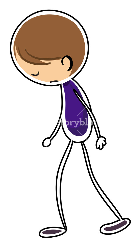 569x1000 Illustration Of A Sketch Of A Lonely Boy Walking On A White