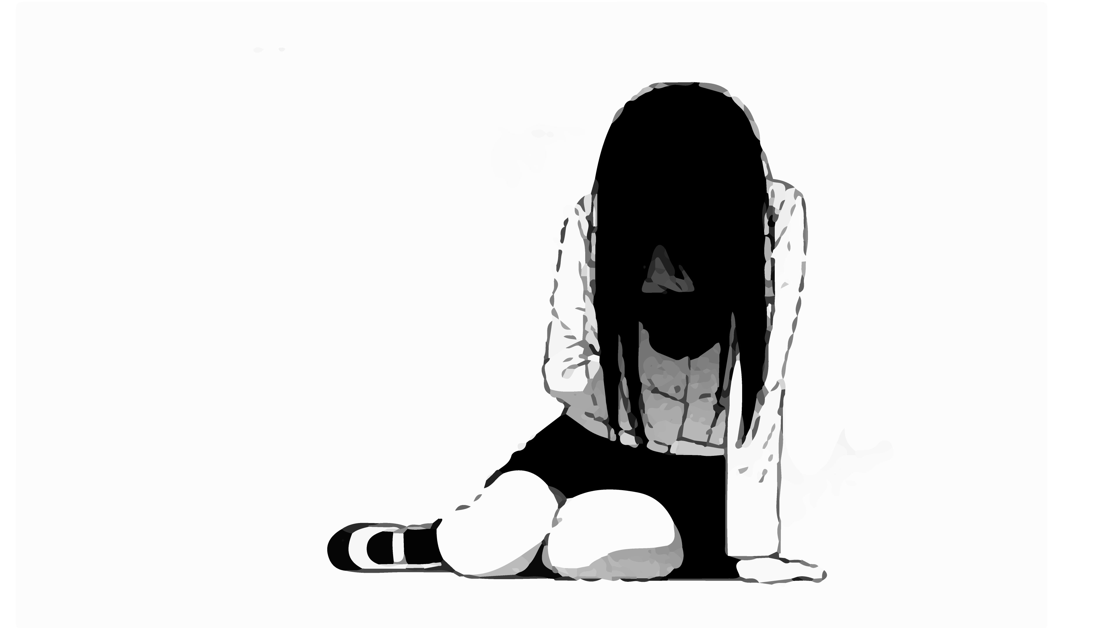 3840x2160 Sketch Anime Girl Crying Drawing Anime Collection