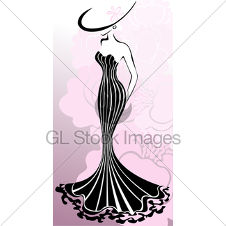 325x325 Abstract Drawing Of A Slim Woman Wearing Backless Dress Gl Stock