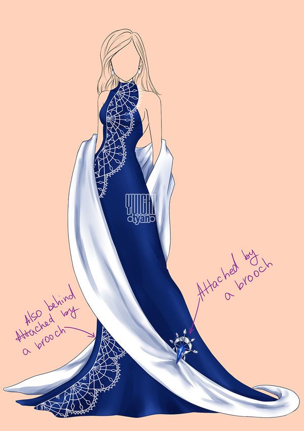 600x851 Closed Auction Outfit Long Women Dress Dark Blue