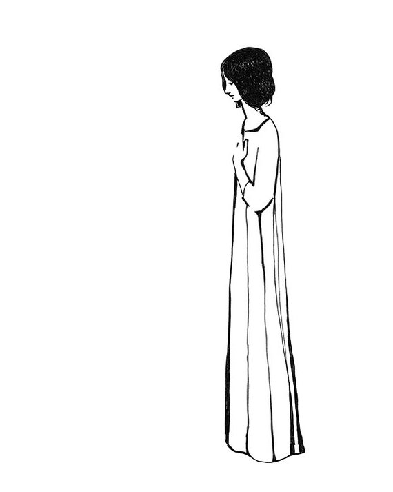 570x713 Art Print Of Original Ink Drawing Of A Woman Etsy