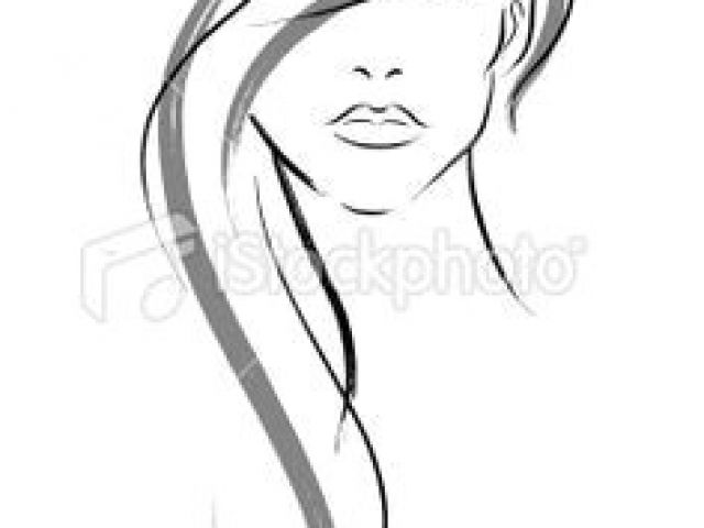 640x480 Drawing Of A Girl With Long Wavy Hair Contour Drawing Of Girl