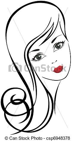 252x470 Long Hair Girl Woman Clipart Clip Art Black And White No