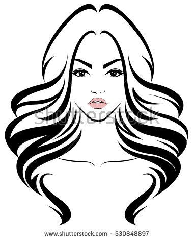 381x470 Illustration Of Women Long Hair Style Icon, Logo Women Face