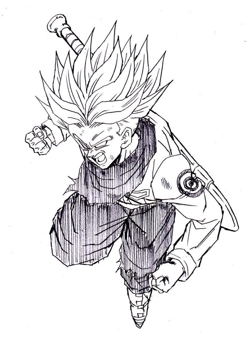 797x1136 Trunks Lineart Long Hair Trunk For Free Download