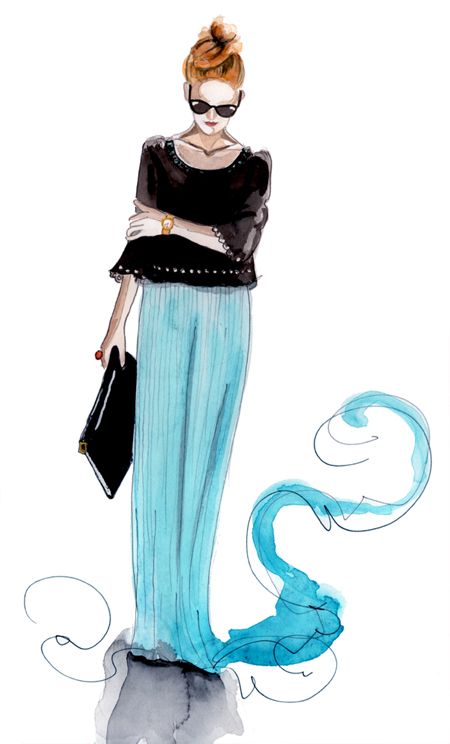 450x744 Long Blue Skirt