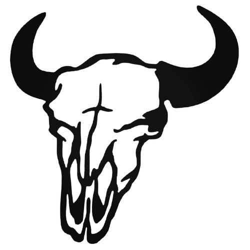 500x500 Longhorn Bull Cow Skull Style Decal Sticker