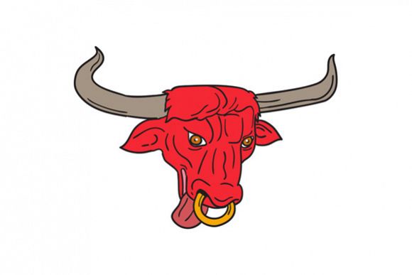 580x387 Texas Longhorn Red Bull Drawing