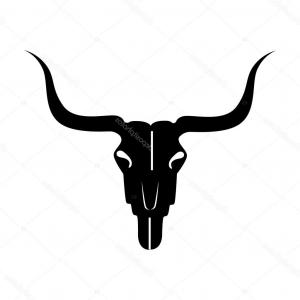 300x300 Indian Bull Skull Tattoo Hand Drawn Romantic Style Ornate Cow
