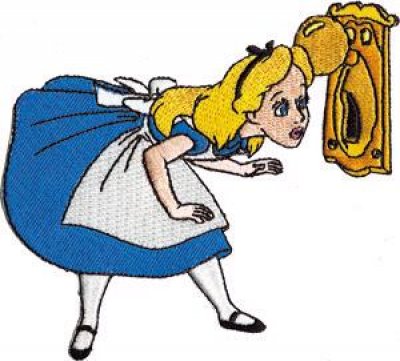 400x361 Alice Looking Through Keyhole Patch From Our Patches Collection