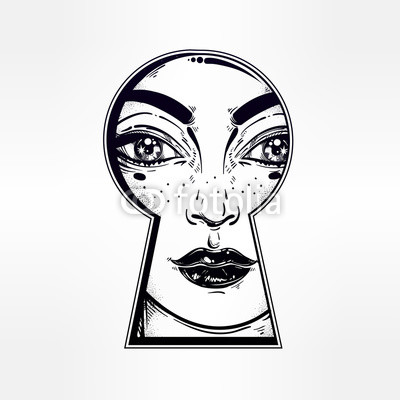 400x400 Beautiful Girl Peeping Through The Keyhole Buy Photos Ap