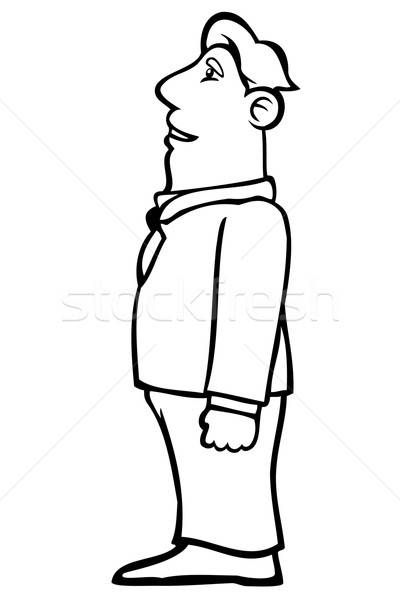 400x600 Black And White Business Man Looking Up Vector Illustration
