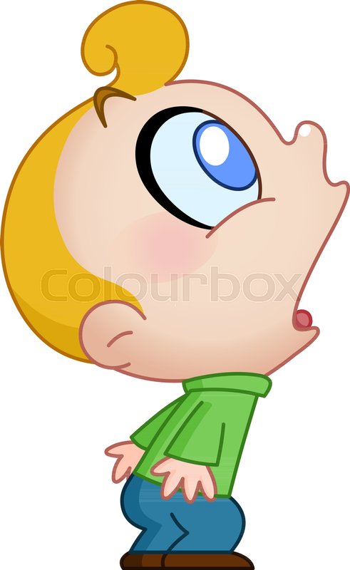 491x800 Young Kid Looking Up With An Stock Vector Colourbox