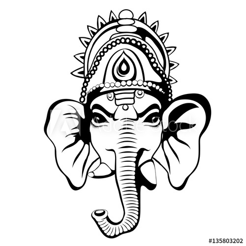500x500 Lord Ganesha Portrait Sketch On A Background Vector