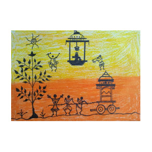 300x300 Lord Shiva Shrine Warli Art Drawing