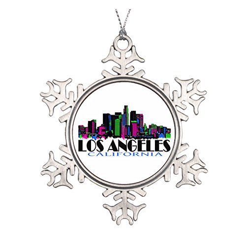 500x500 Los Angeles California Neon Skyline Ceramic Round