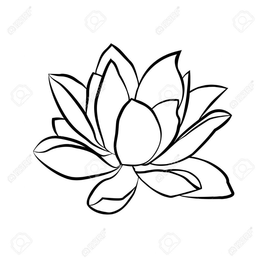 1024x1024 Lotus Flower Line Drawing Clip Art