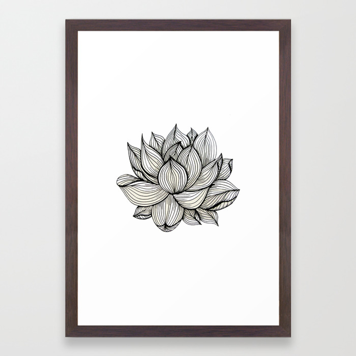 1500x1500 Lotus Flower, Black And White, Nature, Organic Design, Drawing
