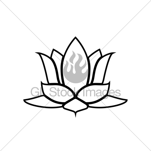 500x500 Lotus Flower Black Color Icon Gl Stock Images