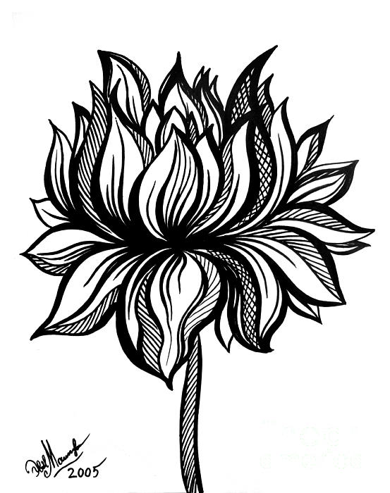 553x700 Lotus Flower Black White Drawing Tote Bag For Sale
