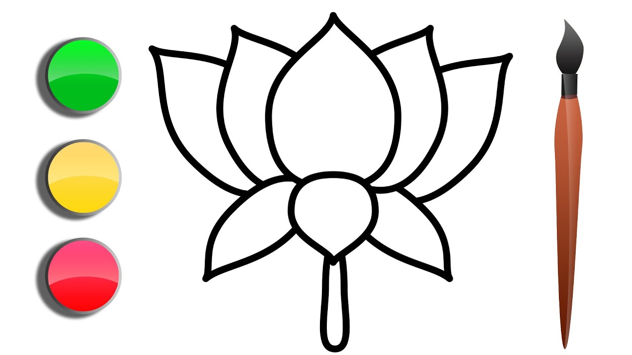 1280x720 How To Draw A Sketch And Color Paint A Lotus Flower Drawing