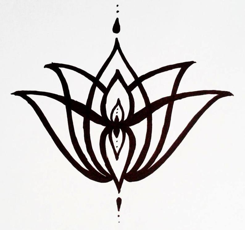 794x744 Temporary Tattoo Elegant Lotus Flower Hand Drawn Geometric Etsy