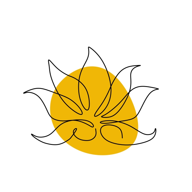 640x640 Lotus One Line Drawing Vector Floral Botanical Icon Logo