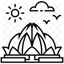 256x256 Bahai Lotus Temple Icon Of Line Style