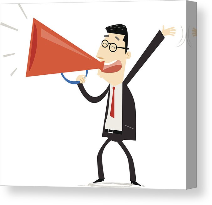 678x656 businessman with a loudspeaker canvas print canvas art