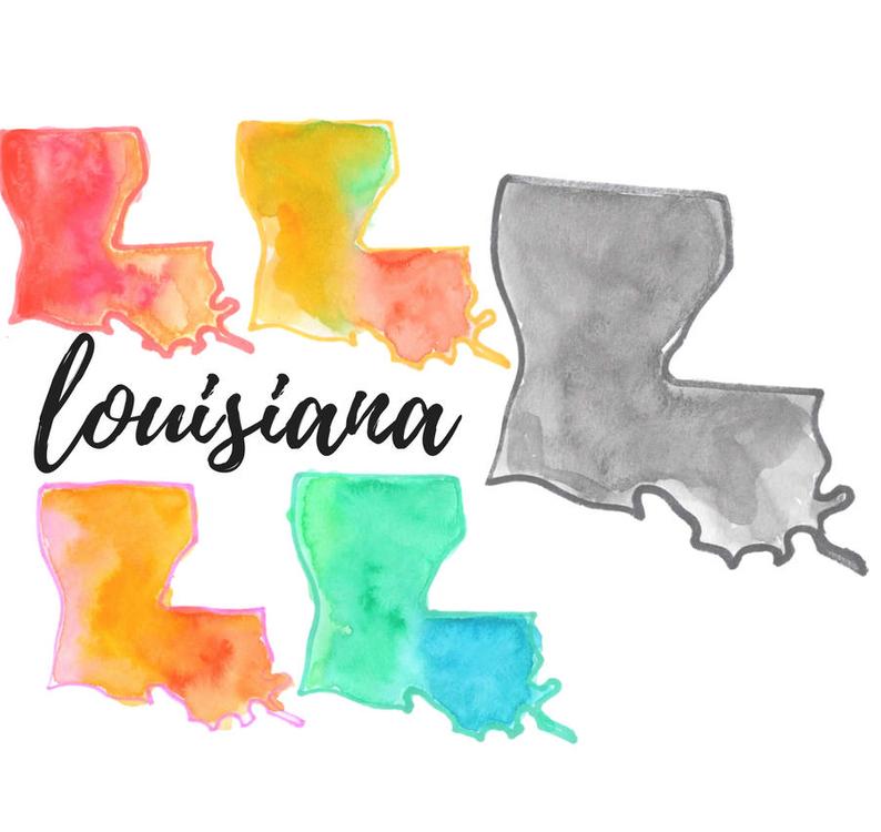 794x750 State Clipart Louisiana Clip Art Watercolor Clip Art Etsy
