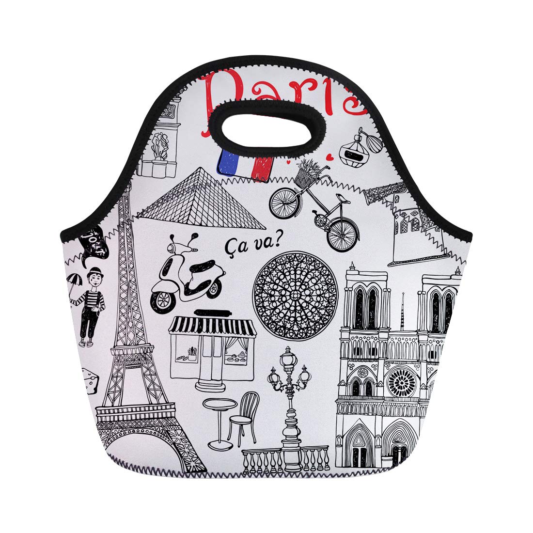 1100x1100 Semtomn Lunch Tote Bag Louvre Paris Cafe Travel Street