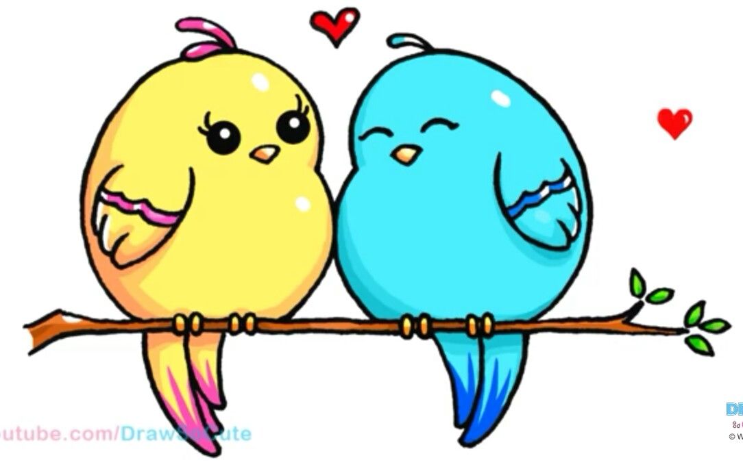 1084x688 Love Birds Bird Rock Painting In Kawaii Drawings, Bird