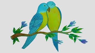 320x180 Love Birds Drawing Easy Video Clip
