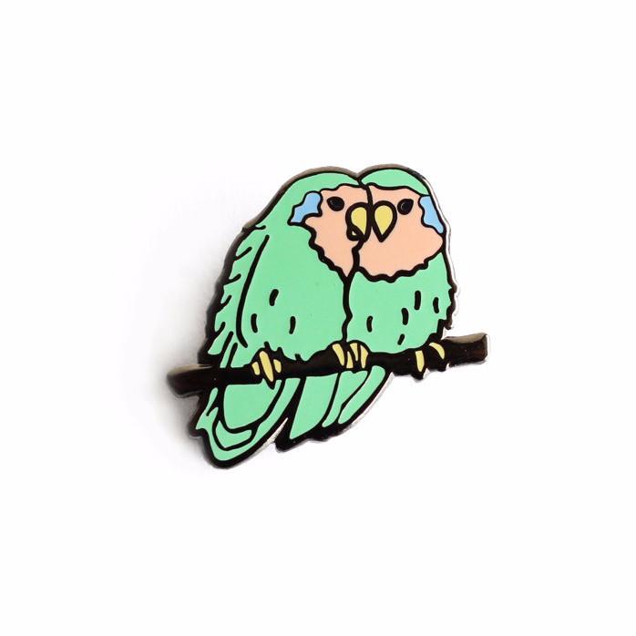 698x698 Lovebirds Enamel Pin Shiny Apple Studio