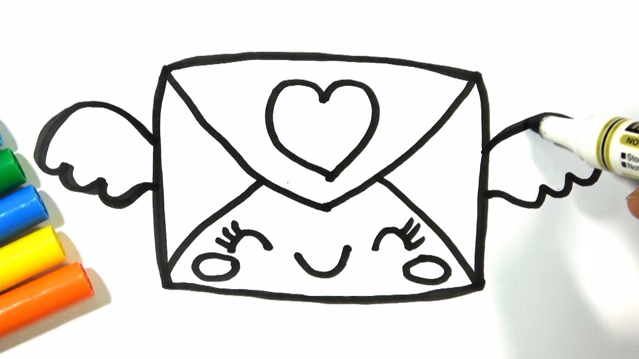 1280x720 How To Draw Cute Love Envelope With Wings Hde