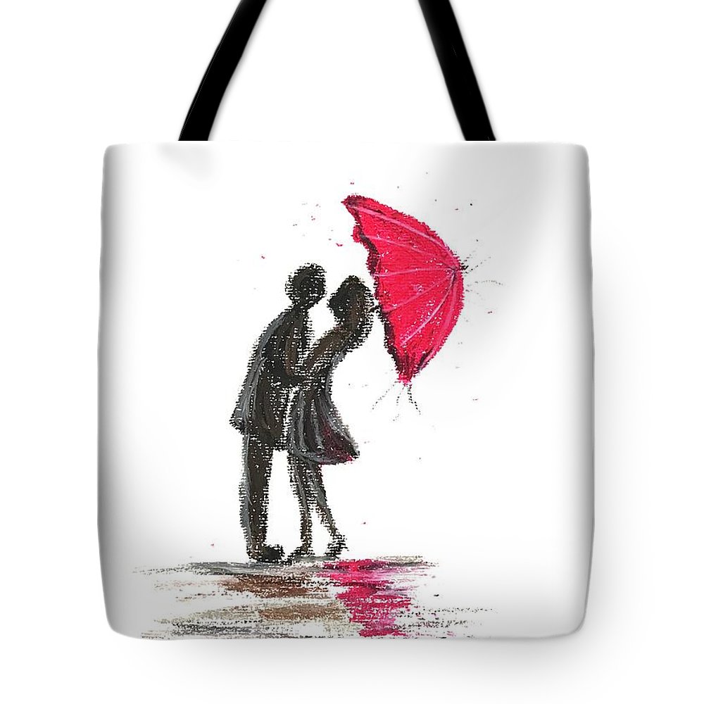 1000x1000 Love Couple With Red Umbrella Tote Bag For Sale