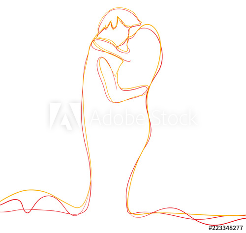 500x474 Love Line Art Vector Isolated Drawn Loving Couple In Technique