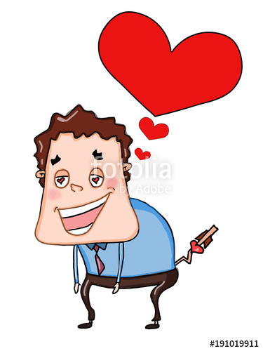 375x500 Cartoon Man Fall In Love Drawing Stock Photo And Royalty Free