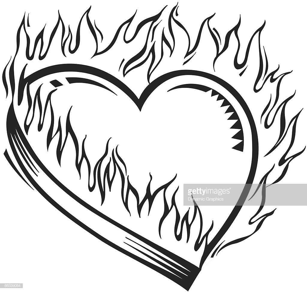 1024x974 Collection Of 'burning Heart Drawing' Download More Than