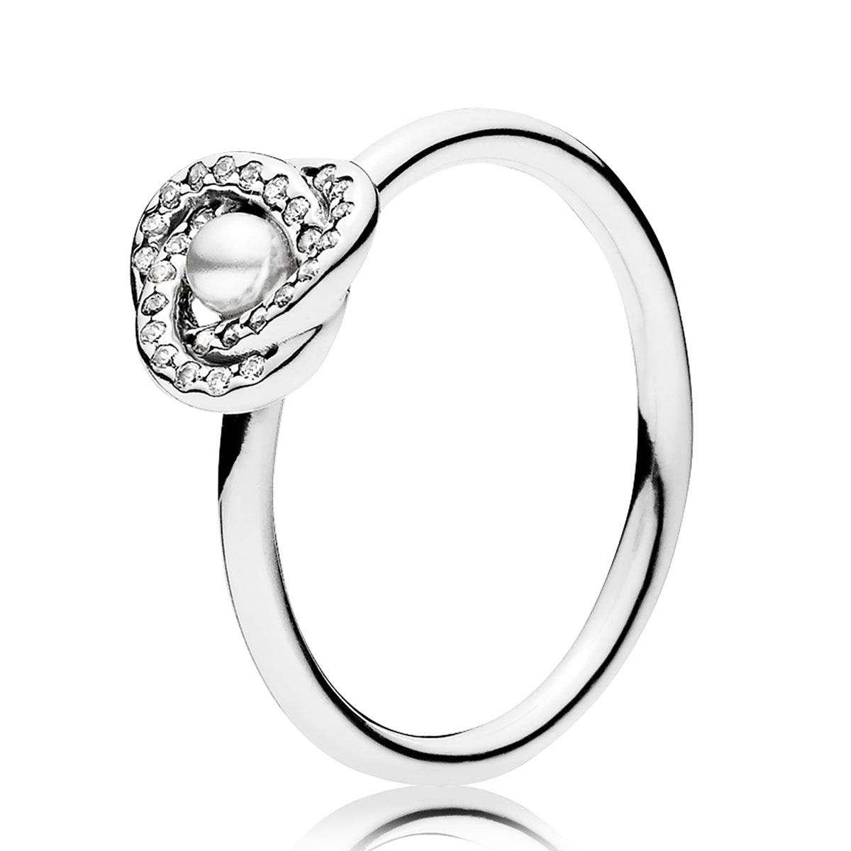 1200x1200 pandora luminous love knot, white crystal pearl clear cz ring