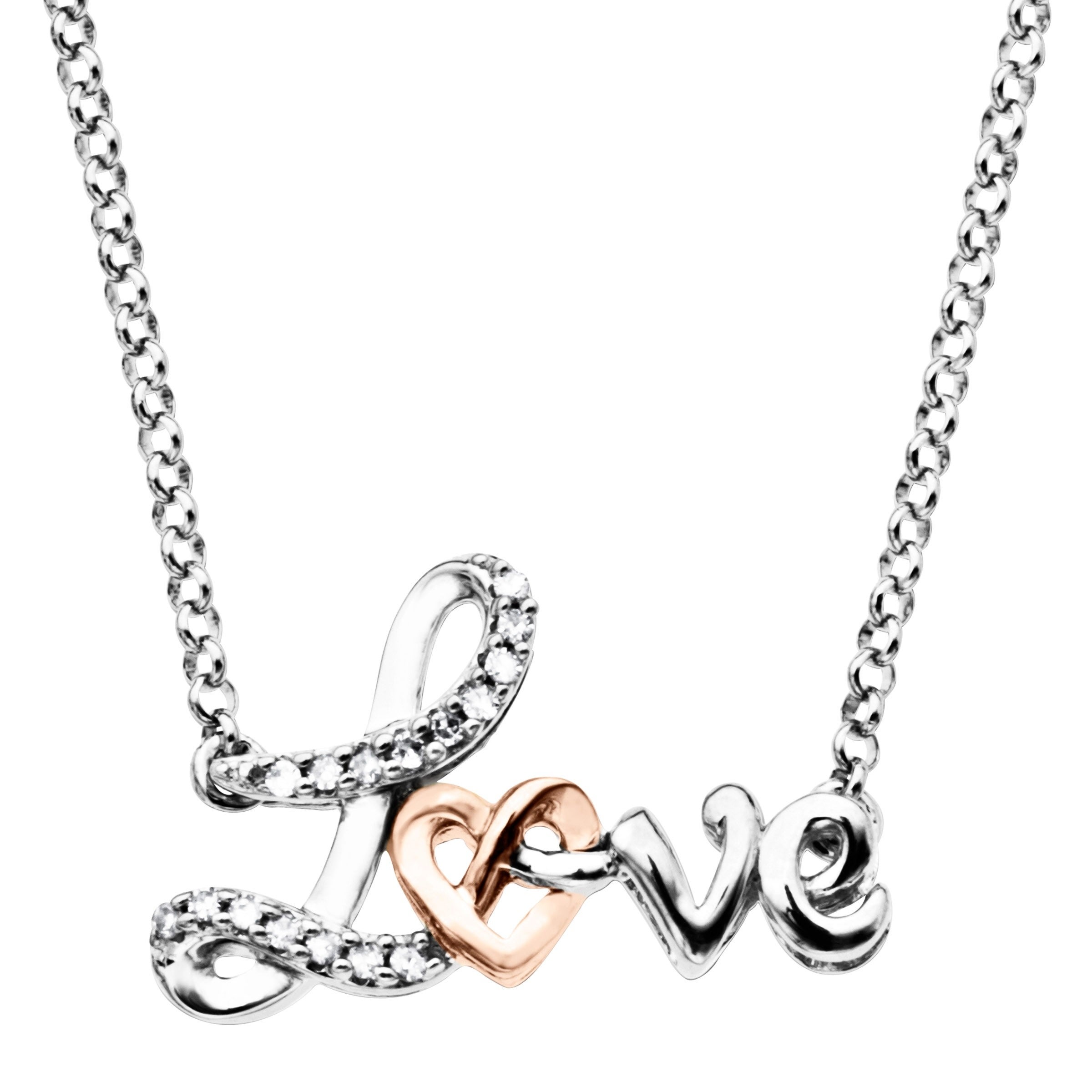 2400x2400 Shop 'love' Knot Necklace With Diamonds In Sterling Silver