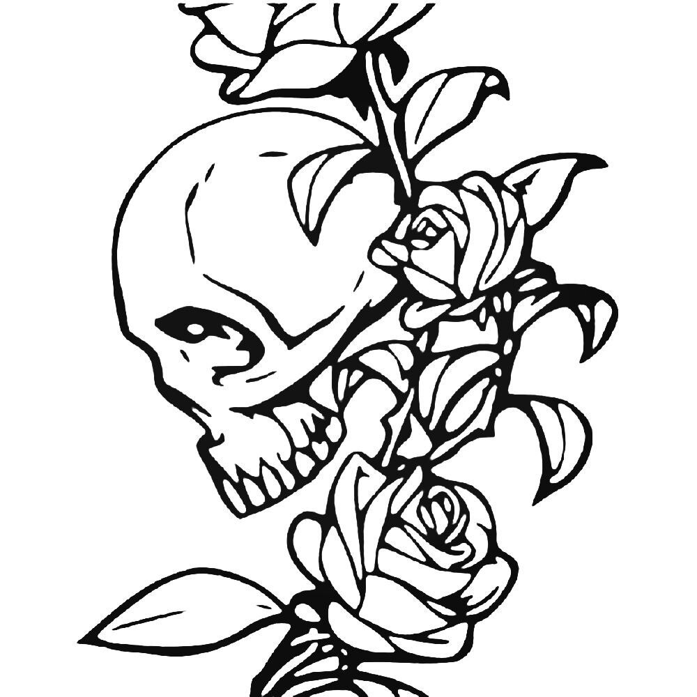 1000x1000 Death Love Rose Flower Skull Sticker