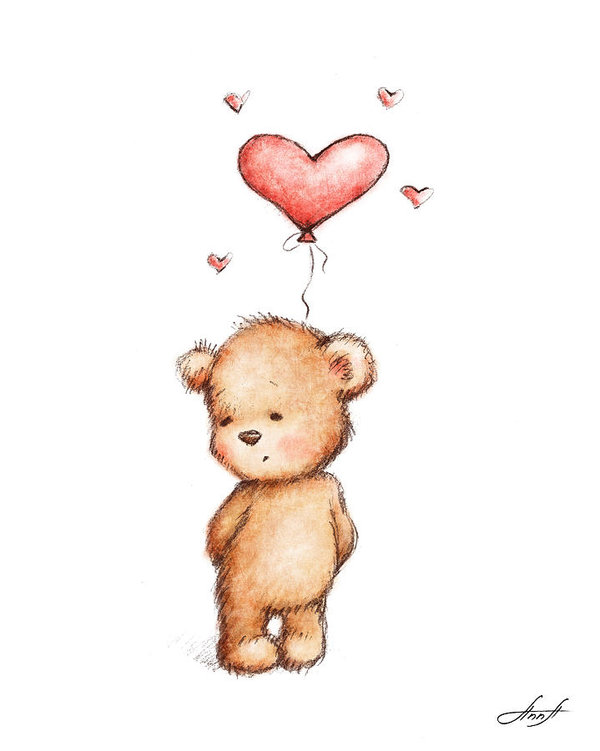 600x751 Teddy Bear With Heart Balloon Poster