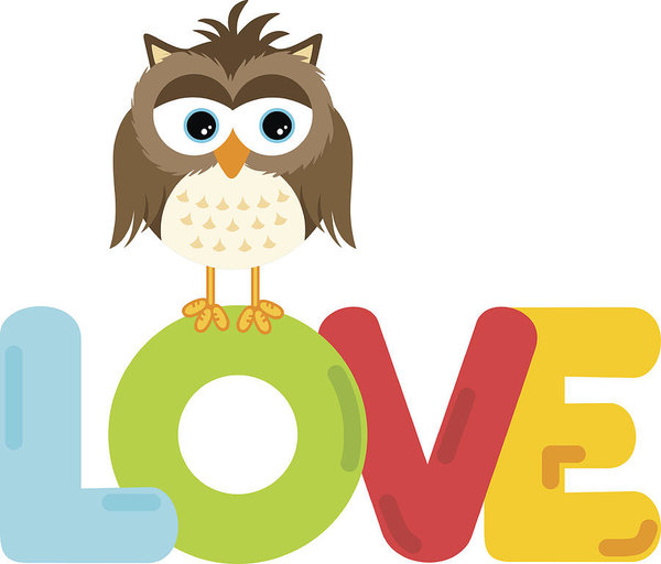 600x512 Cute Owl With Love Word Letters Art Print