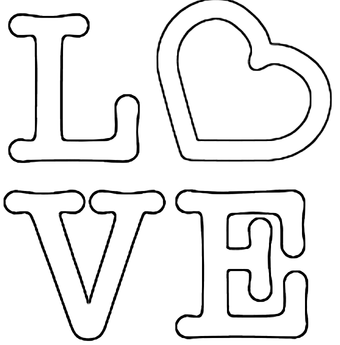 680x690 Love Word Clipart Black And White