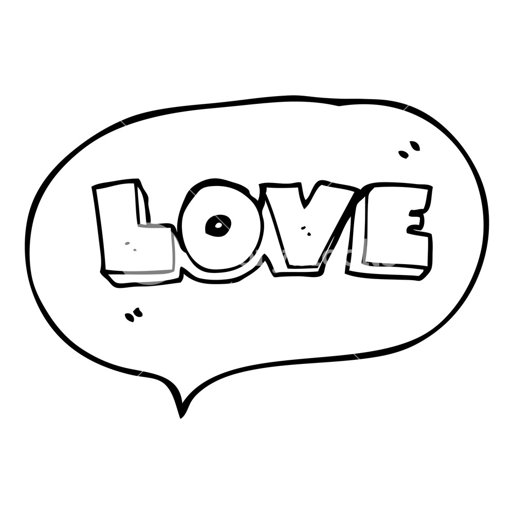 1000x1000 Freehand Drawn Speech Bubble Cartoon Word Love Royalty Free Stock
