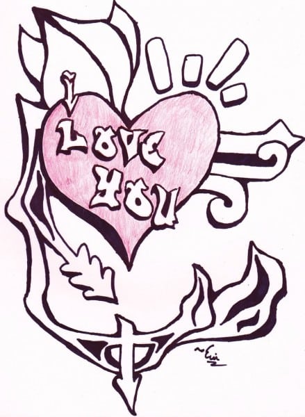 439x600 I Love You Drawings Step